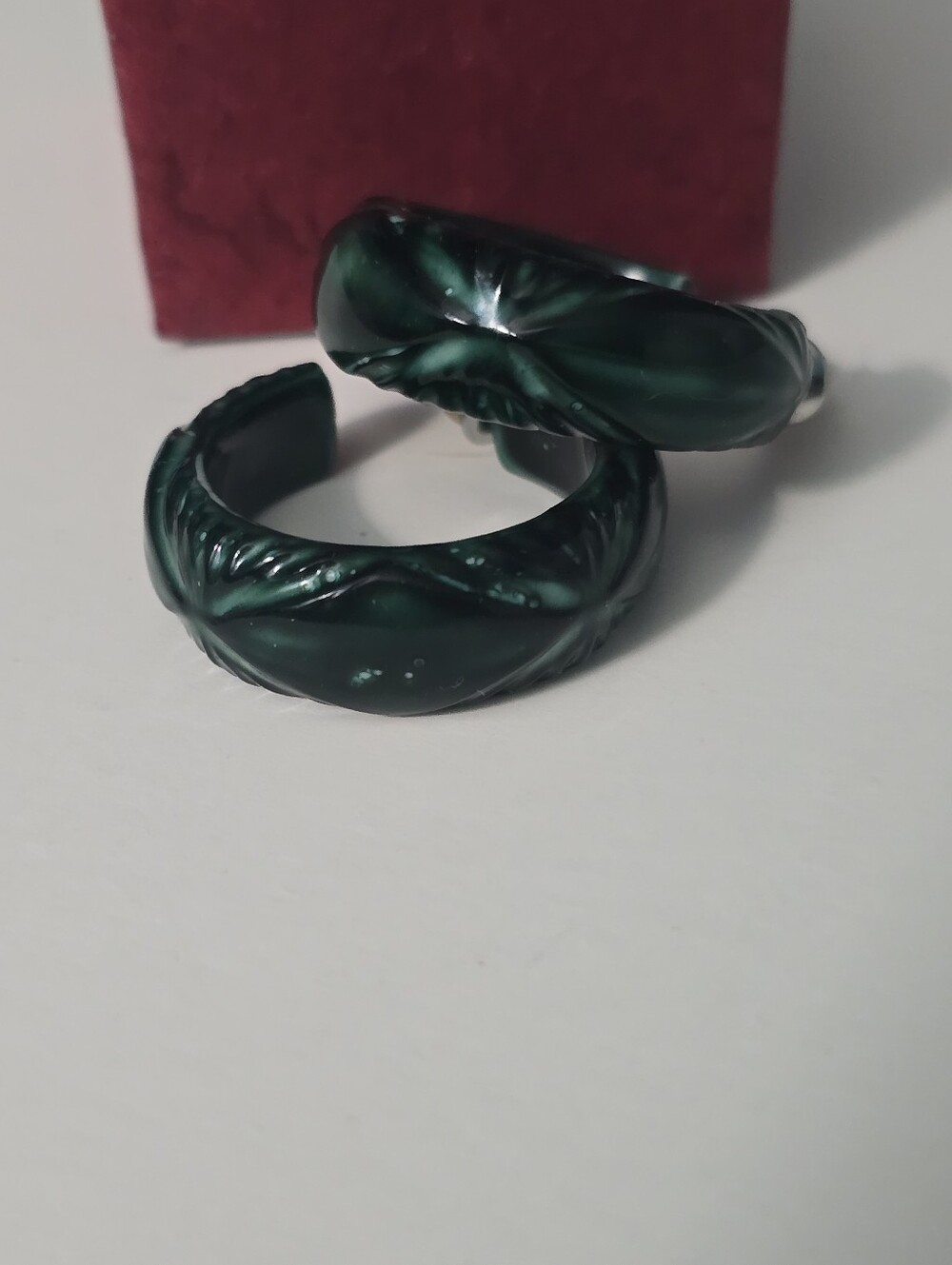 Avon Green Pierced Earrings VTG 1982 Hypo-Allergenic Nickel Free 1 inch Hoops